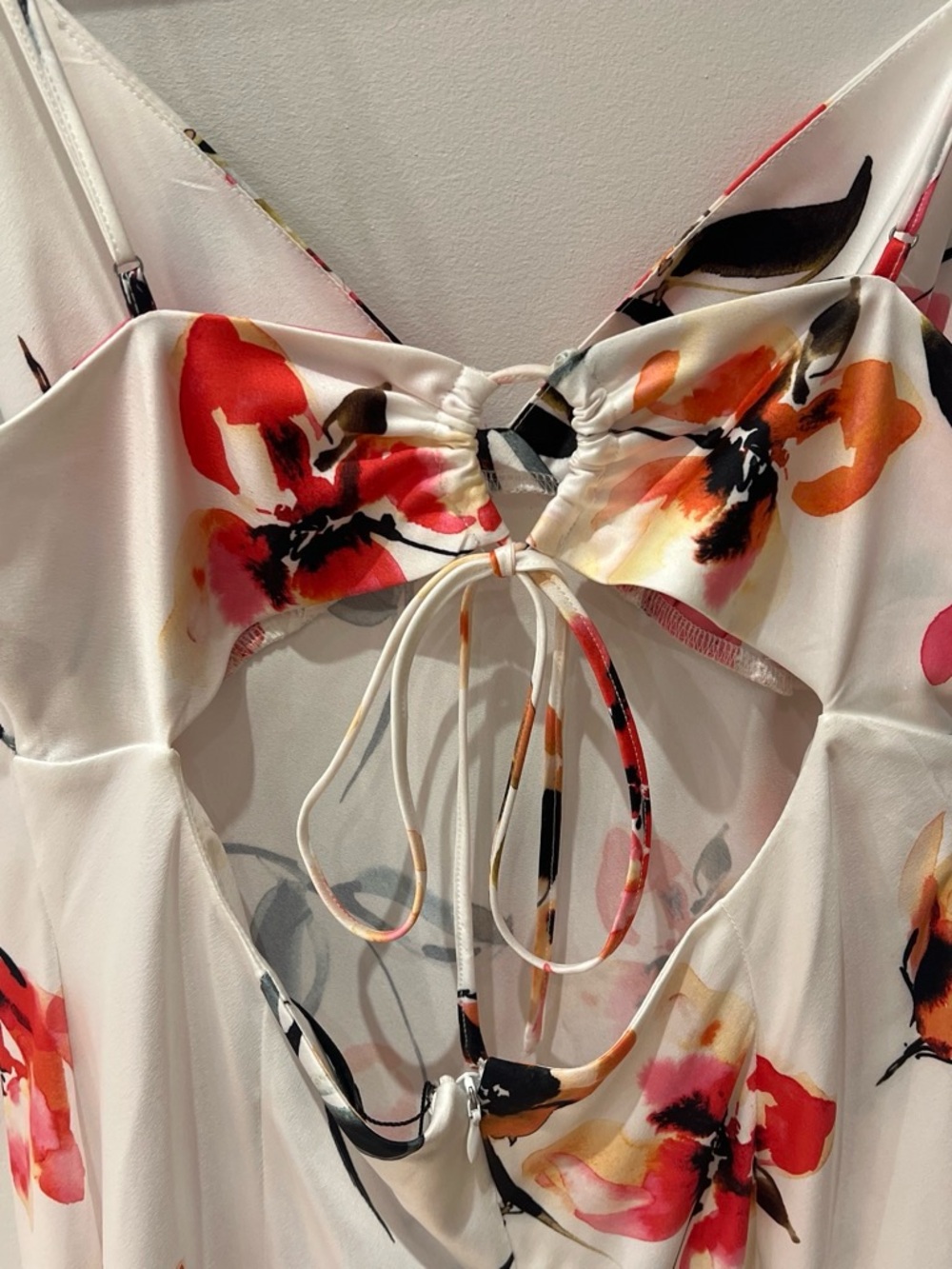 Dynamite White Midi Dress with Pink, Red & Orange Floral Print - Picture 4 of 5